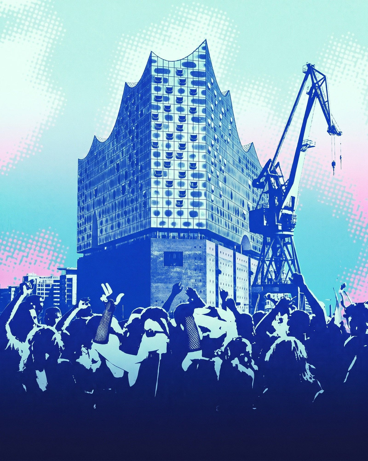10AM Club Hamburg – Elbphilharmonie, Hafenkran und tanzende Menge