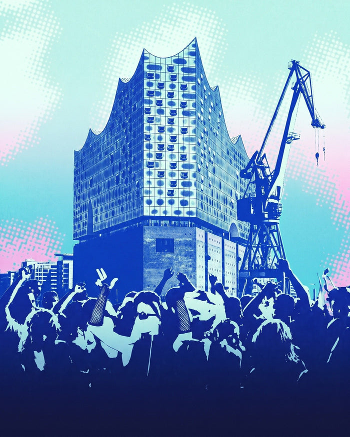 10AM Club Hamburg – Elbphilharmonie, Hafenkran und tanzende Menge