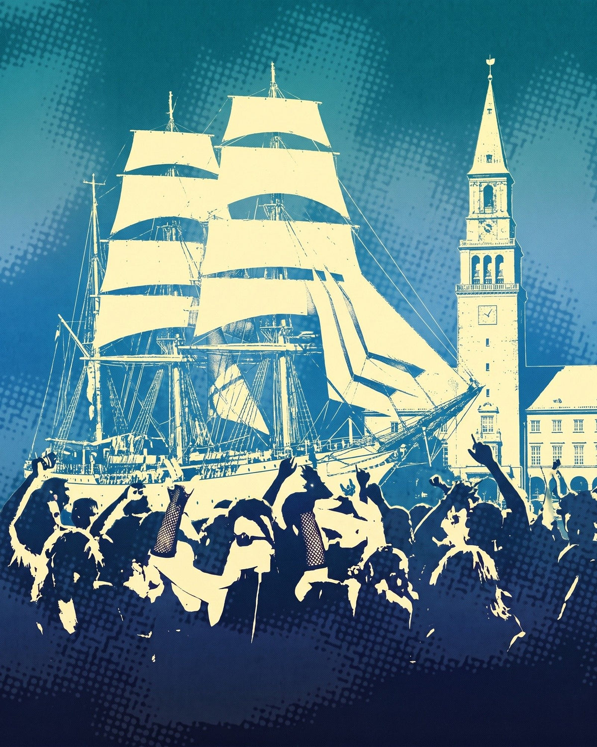 10AM Club Kiel – Segelschiff, Rathausturm und tanzende Menge